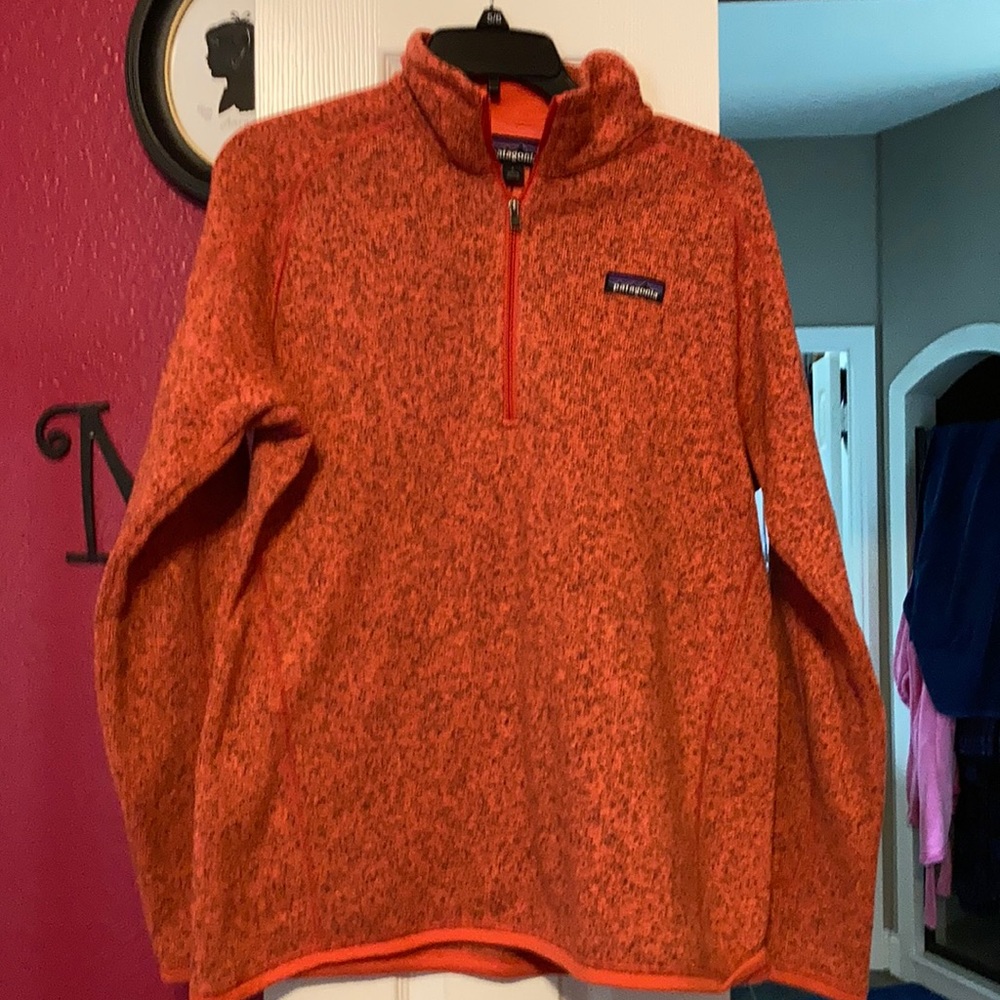 Orange/red fleece pullover